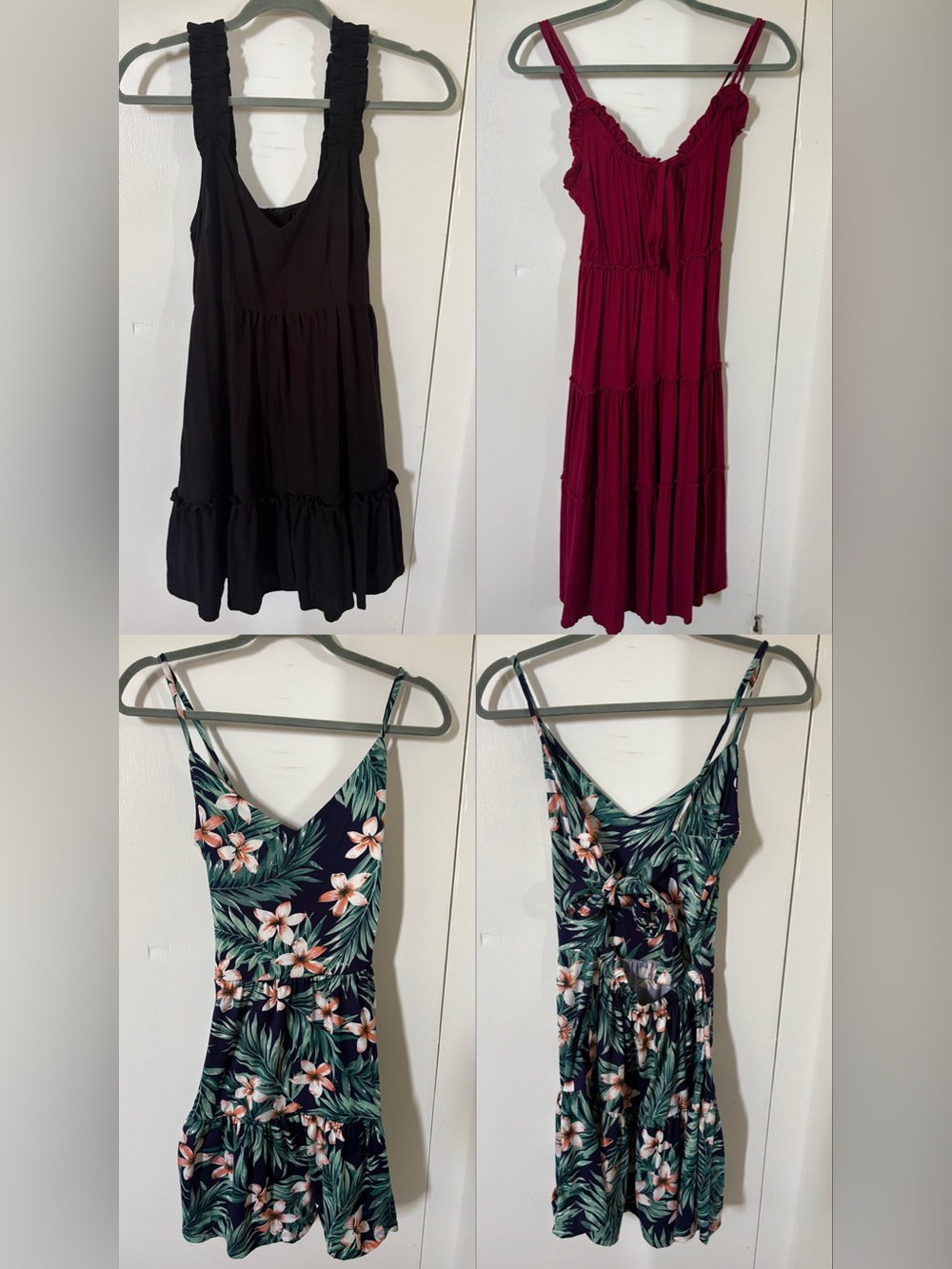 Black Sleeveless Ruffle Mini Dress - Women's Casual Summer Dress 3 pack